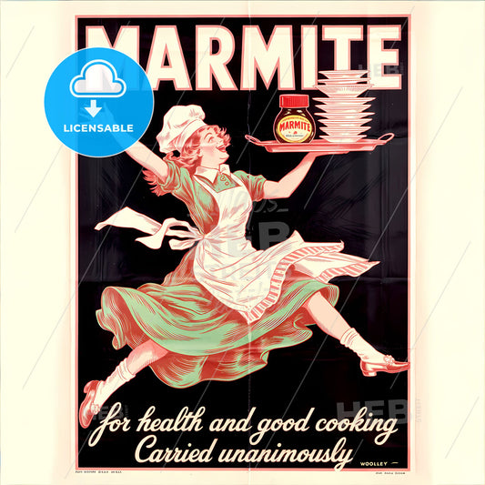 Dynamic Vintage Marmite Ad: Retro Elegance in Motion