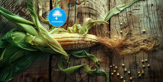 Artistic Corn Ear Background with Painting Style and Copy Space