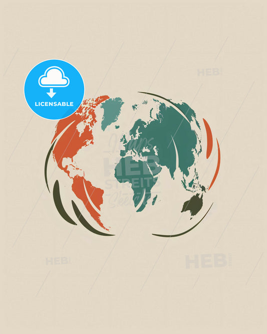 Earth View Space Line Art Minimalist Poster - A map of the world