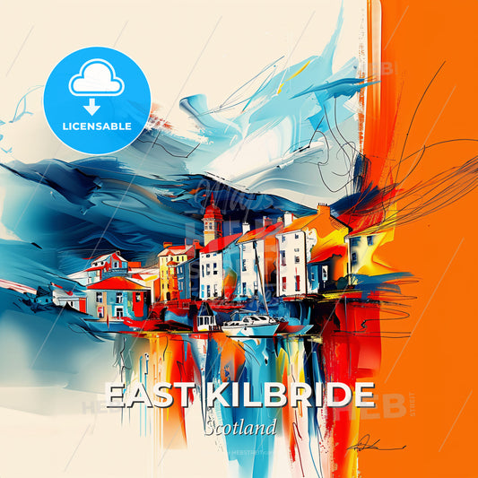 Vibrant East Kilbride, Scotland - A Painting Of A Town - Square format print template