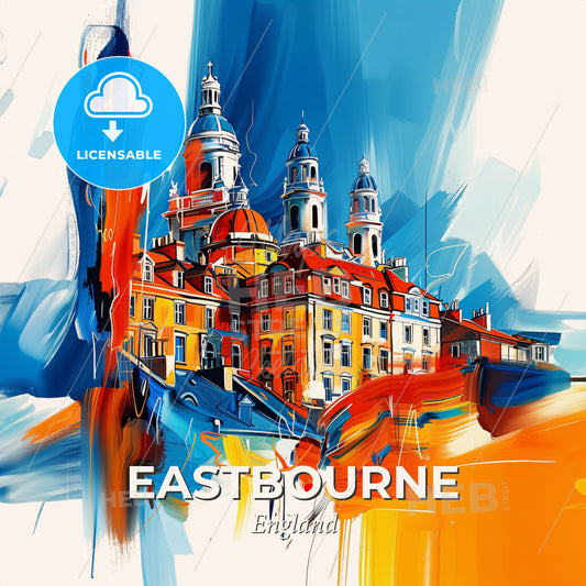 Vibrant Eastbourne, England - A Painting Of A Building - Square format print template