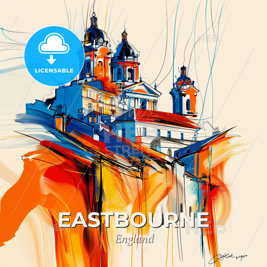 Vibrant Eastbourne, England - A Painting Of A Building - Square format print template