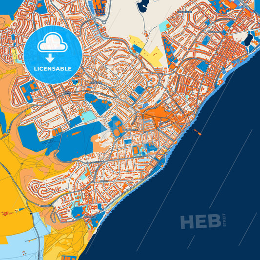 Colorful Eastbourne Street Map with Labels and Buildings
