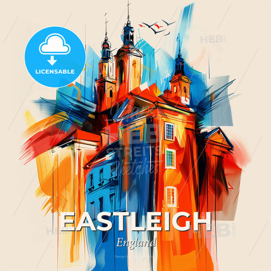 Vibrant Eastleigh, England - A Painting Of A Building - Square format print template