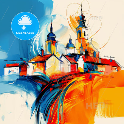 Vibrant Eastleigh, England - A Painting Of A Building With Towers