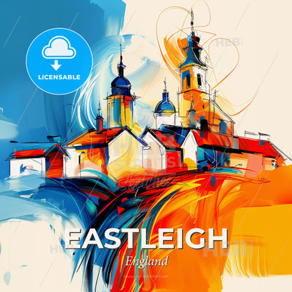 Vibrant Eastleigh, England - A Painting Of A Building With Towers - Square format print template