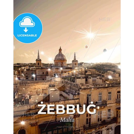 Zebbug, Malta: Skyline Composite Art Poster - A city with many buildings - Square format print template
