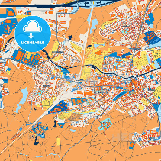 Colorful Eberswalde Street Map with Labels and Buildings