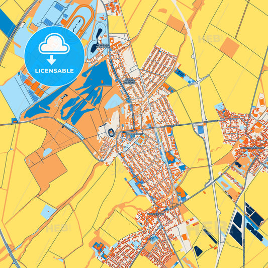 Colorful Ebreichsdorf Street Map with Labels and Buildings