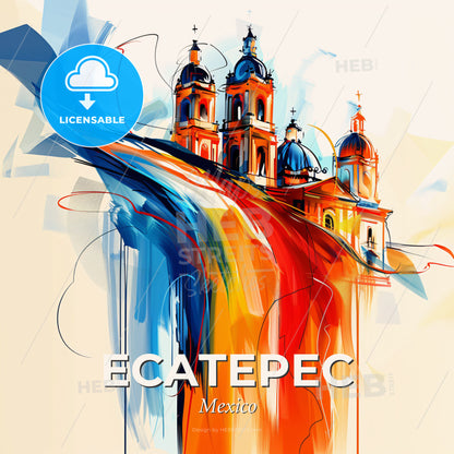 Vibrant Ecatepec, Mexico - A Painting Of A Building With Colorful Paint - Square format print template