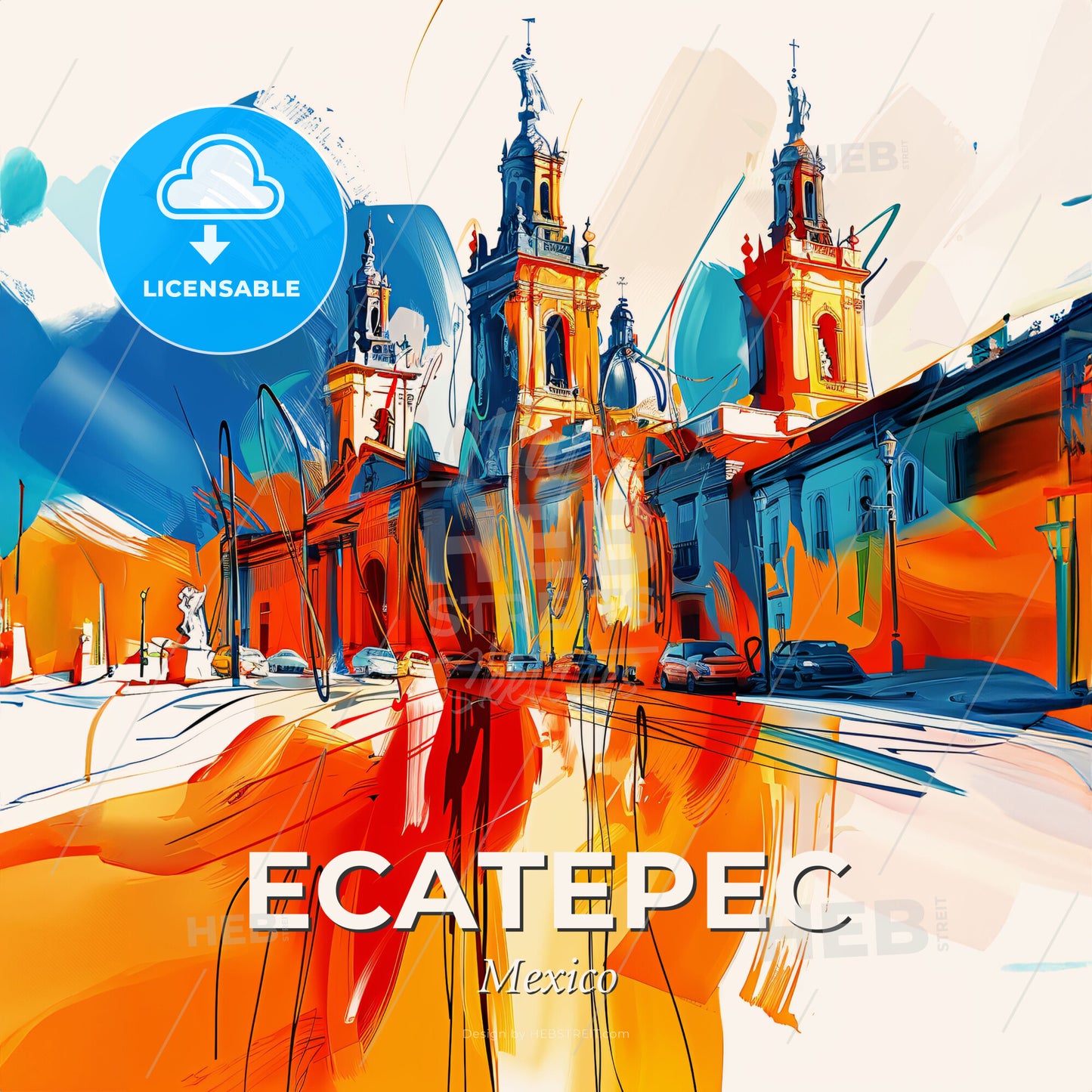 Vibrant Ecatepec, Mexico - A Colorful Painting Of A Building - Square format print template