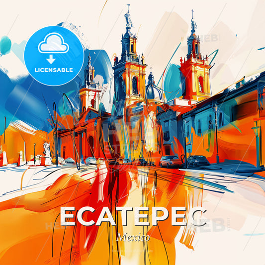 Vibrant Ecatepec, Mexico - A Colorful Painting Of A Building - Square format print template