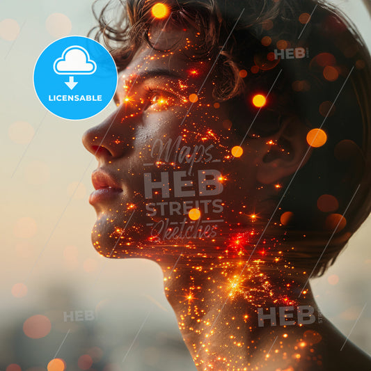 Echoes of the Past: Modern Interpretations - A person with glowing lights