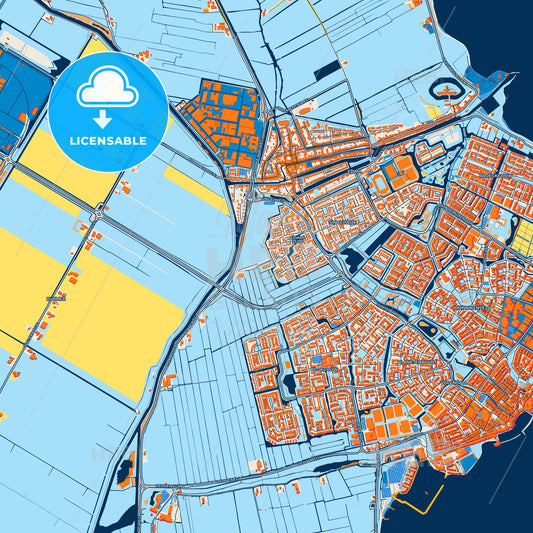 Colorful Edam-Volendam Street Map with Labels and Buildings