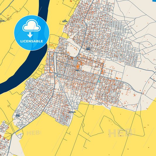 Colorful Ed Damer Street Map with Labels and Buildings