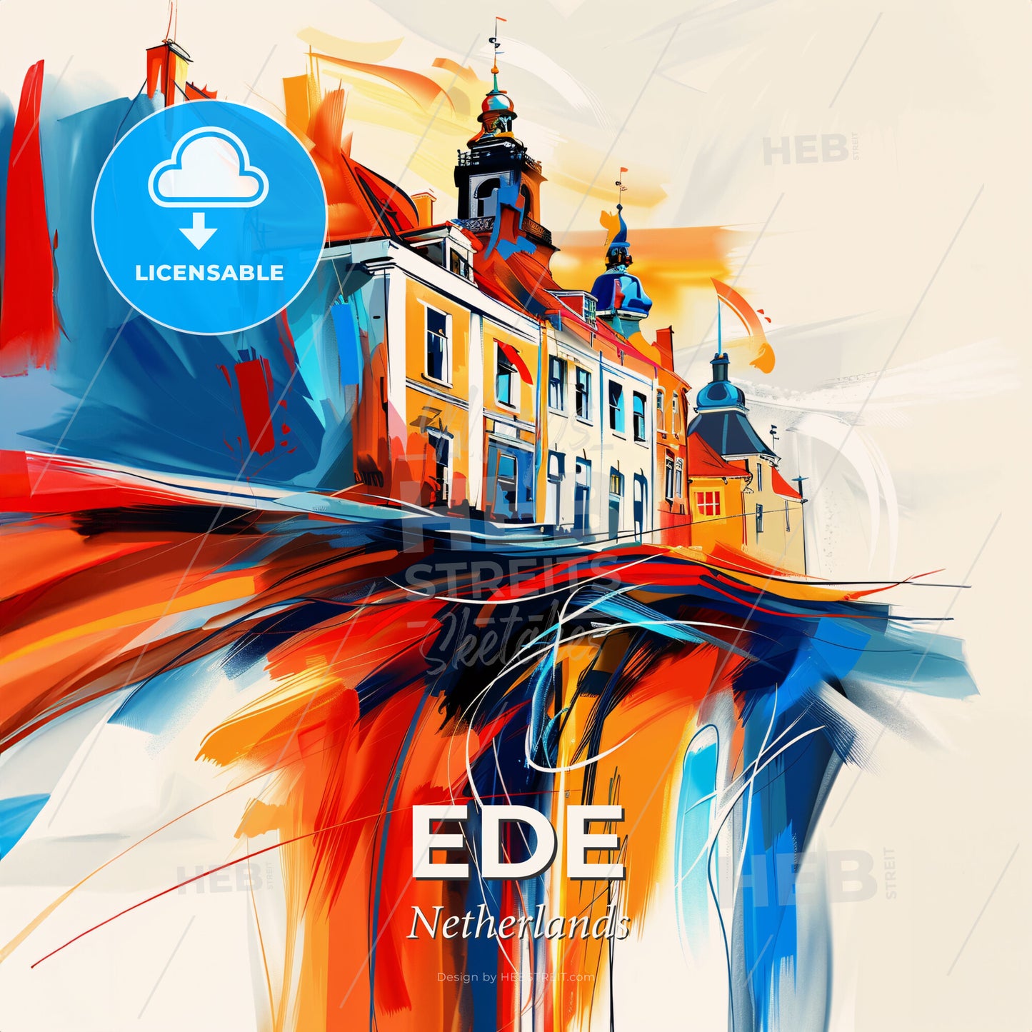 Vibrant Ede, Netherlands - A Painting Of A Building - Square format print template