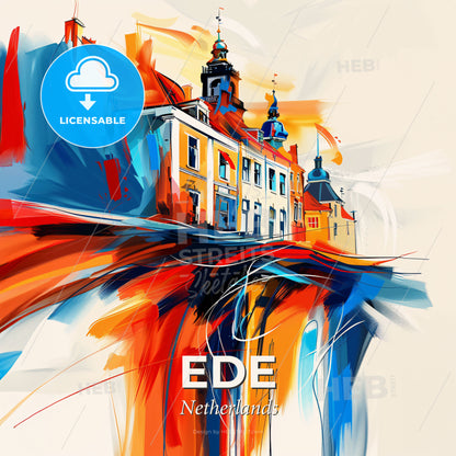 Vibrant Ede, Netherlands - A Painting Of A Building - Square format print template