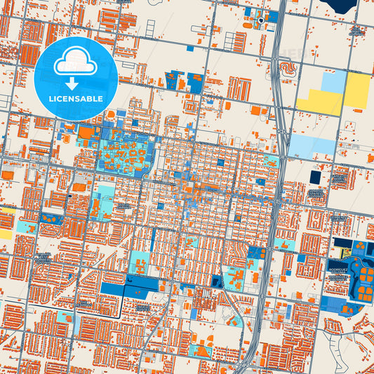 Colorful Edinburg Street Map with Labels and Buildings