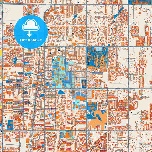 Colorful Edmond Street Map with Labels and Buildings