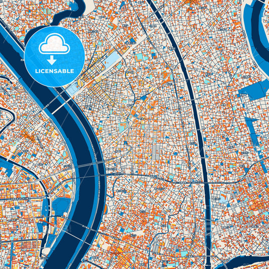 Colorful Edogawa Street Map with Labels and Buildings