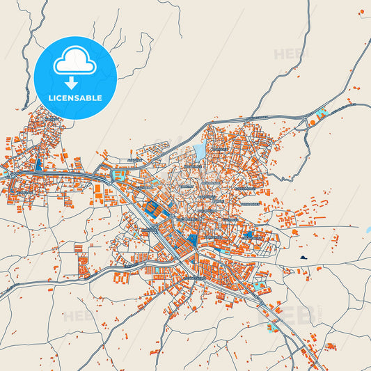 Colorful Edremit Street Map with Labels and Buildings