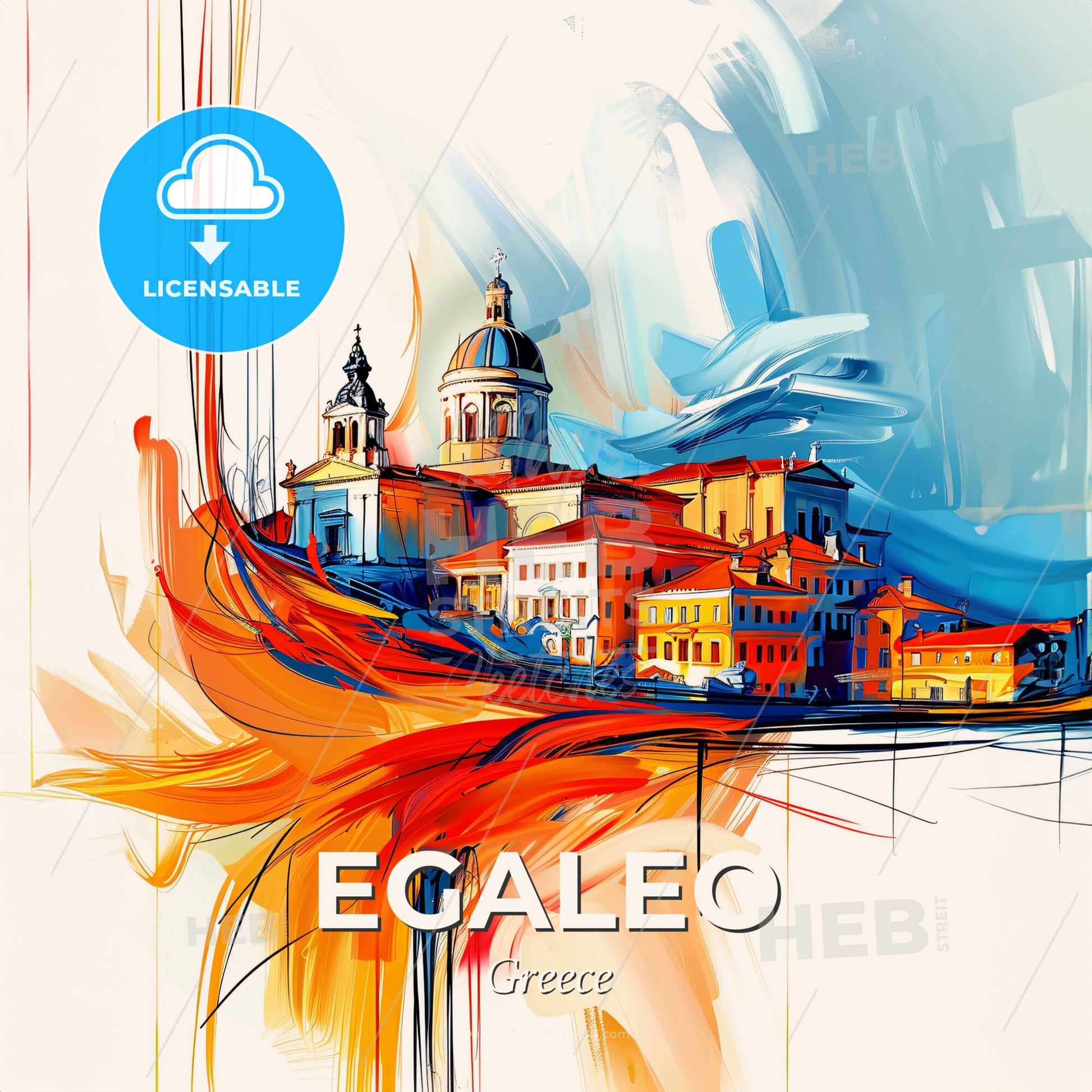 Vibrant Egaleo, Greece - A Painting Of A Building - Square format print template