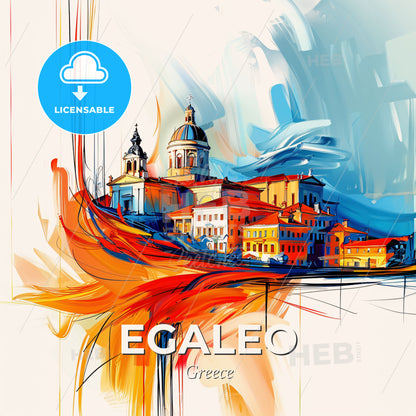 Vibrant Egaleo, Greece - A Painting Of A Building - Square format print template