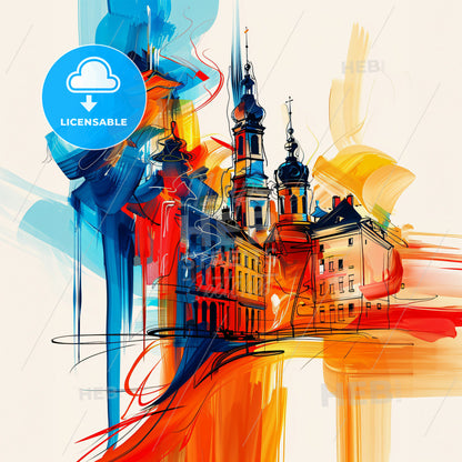 Vibrant Eindhoven, Netherlands - A Painting Of A Building