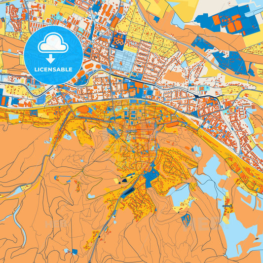 Colorful Eisenach Street Map with Labels and Buildings