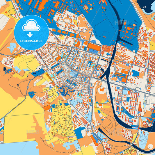 Colorful Eisenhuttenstadt Street Map with Labels and Buildings