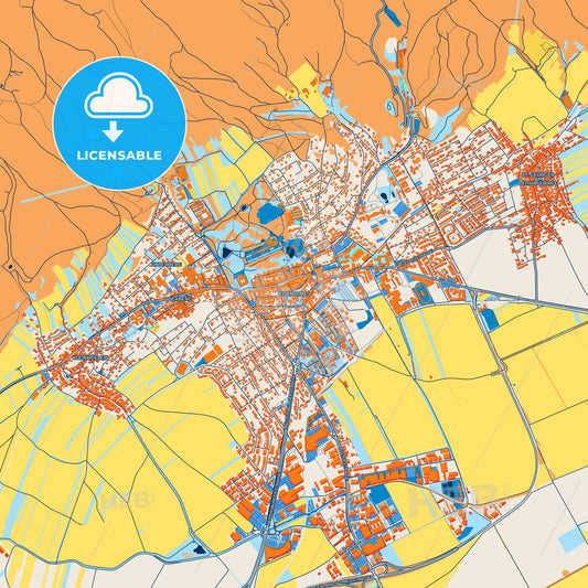 Colorful Eisenstadt Street Map with Labels and Buildings