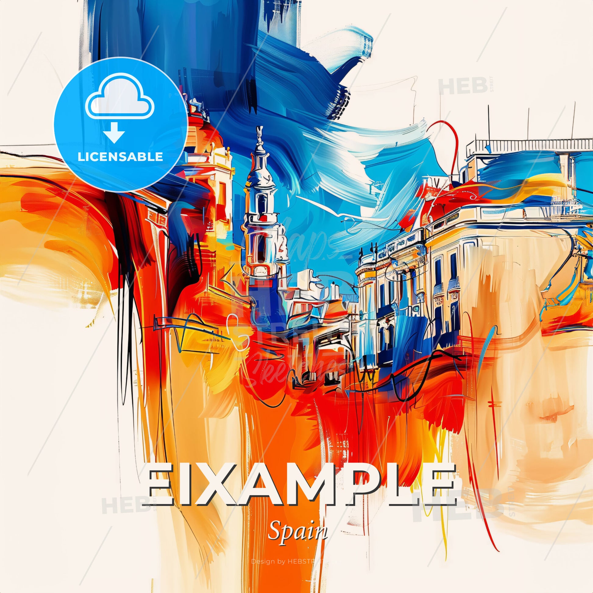 Vibrant Eixample, Spain - A Painting Of A Building - Square format print template