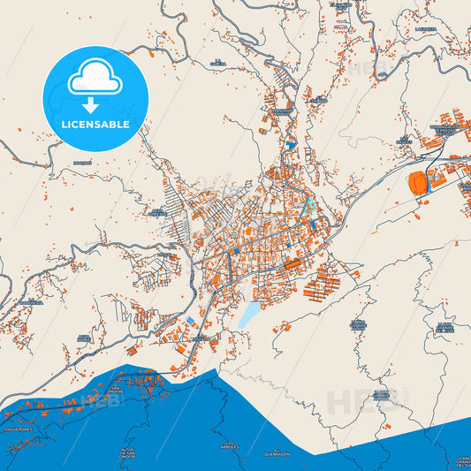 Colorful Ejido Street Map with Labels and Buildings