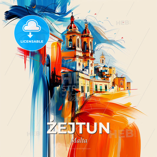 Vibrant  Żejtun, Malta - A Painting Of A Building - Square format print template