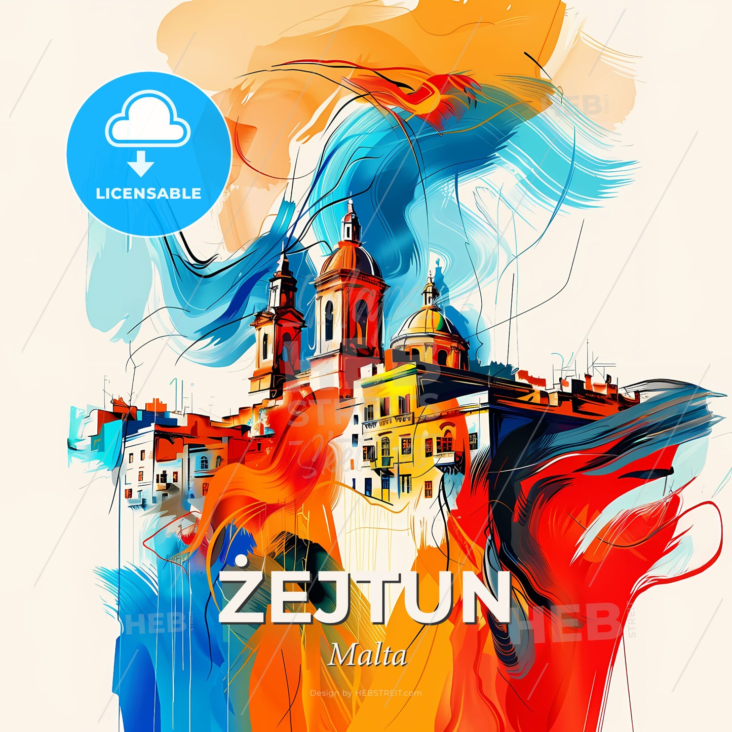 Vibrant  Żejtun, Malta - A Painting Of A Building With Colorful Paint - Square format print template