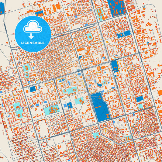 Colorful Ekibastuz Street Map with Labels and Buildings