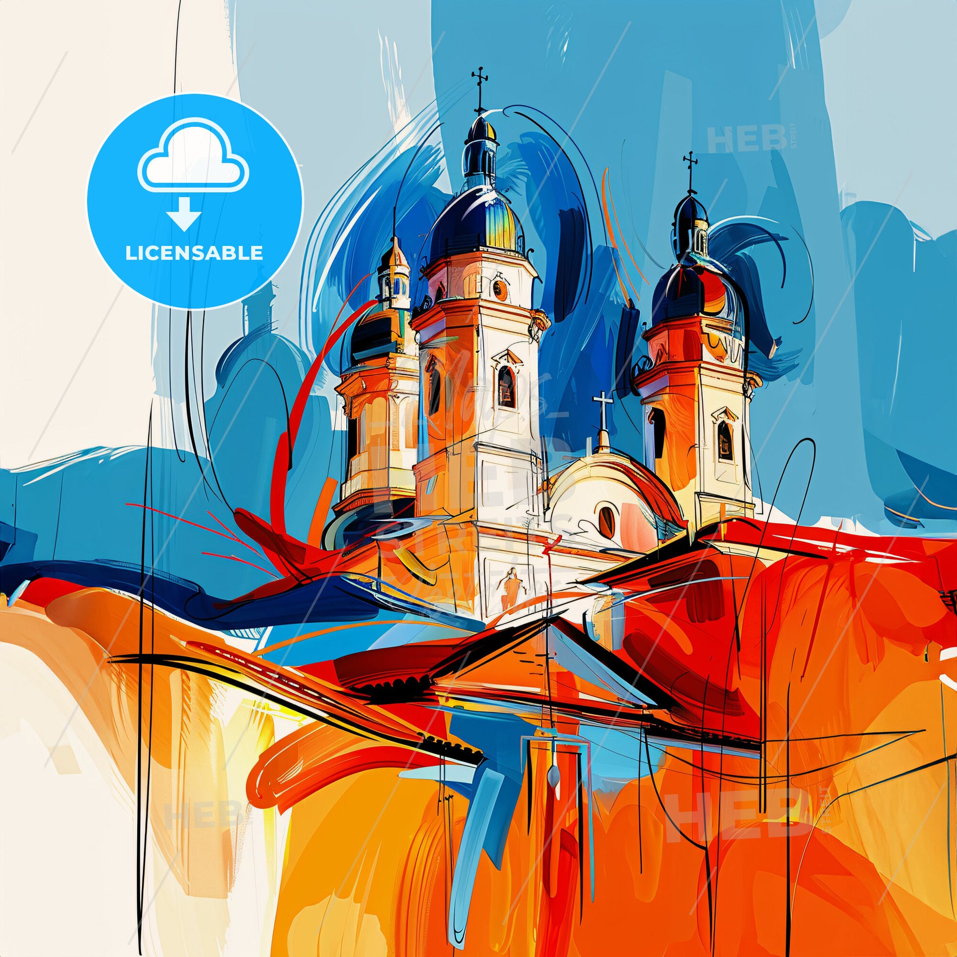 Vibrant El Cajon, California - A Painting Of A Building With Towers