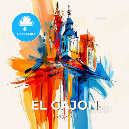 Vibrant El Cajon, California - A Colorful Painting Of A Building - Square format print template