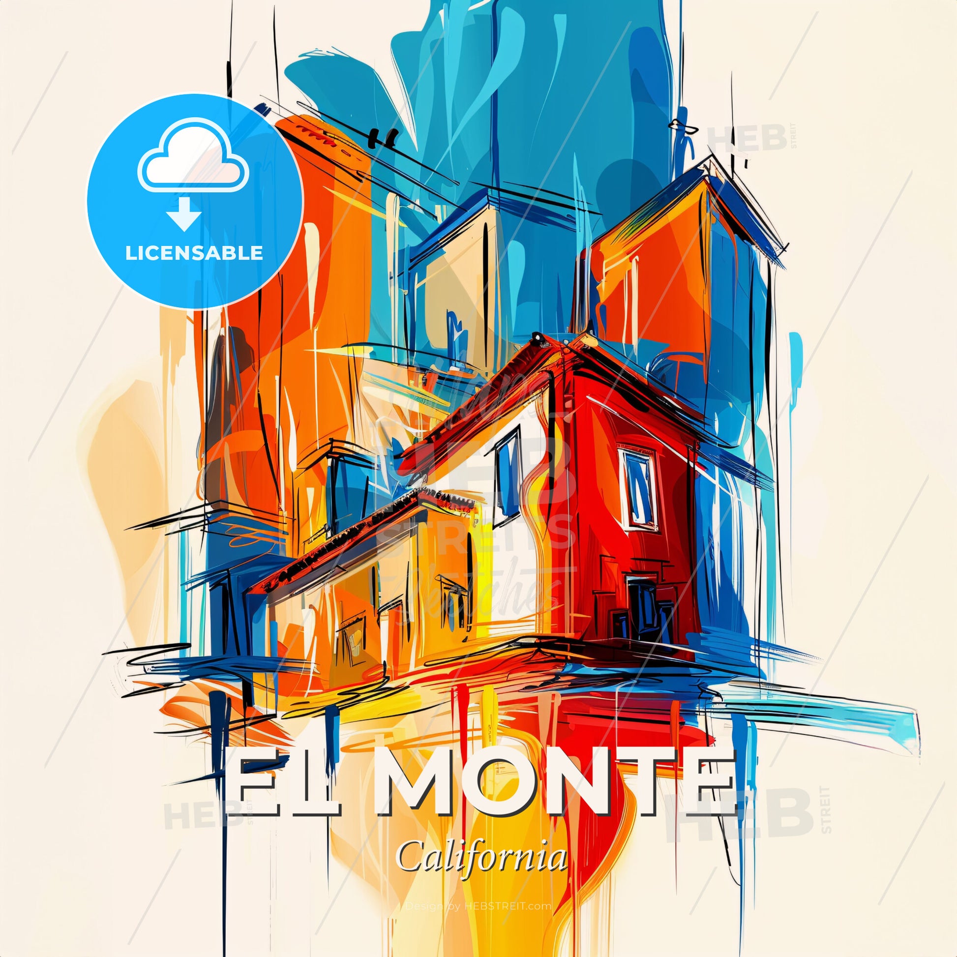 Vibrant El Monte, California - A Colorful Building With Many Windows - Square format print template