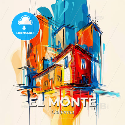 Vibrant El Monte, California - A Colorful Building With Many Windows - Square format print template