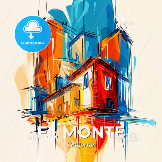 Vibrant El Monte, California - A Colorful Building With Many Windows - Square format print template