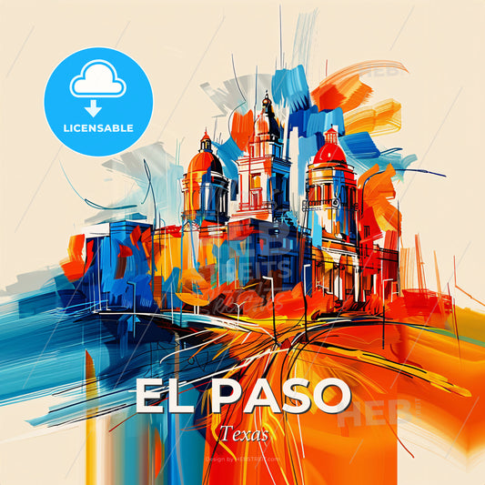 Vibrant El Paso, Texas - A Painting Of A City - Square format print template