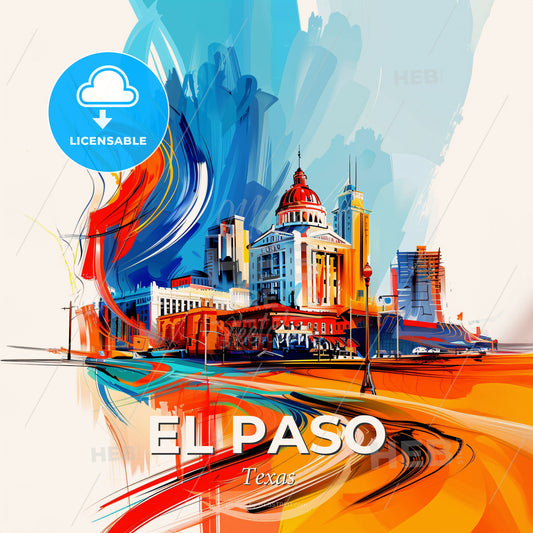 Vibrant El Paso, Texas - A Painting Of A City - Square format print template