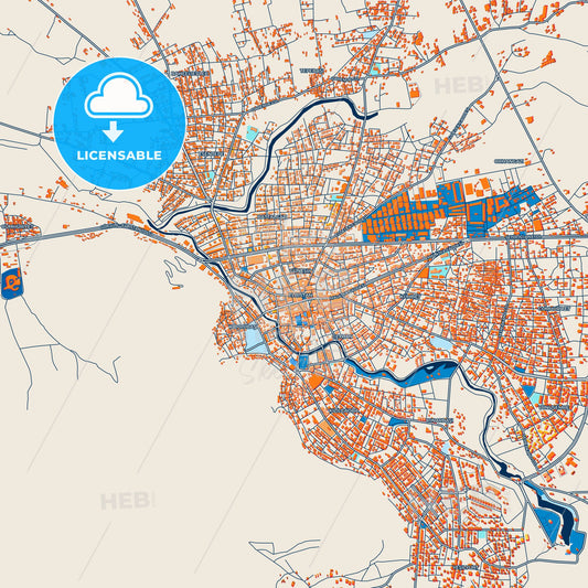Colorful Elbistan Street Map with Labels and Buildings