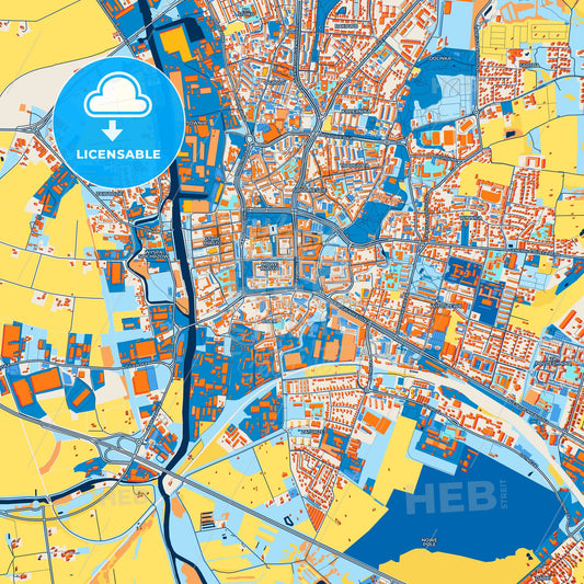 Colorful Elbląg Street Map with Labels and Buildings
