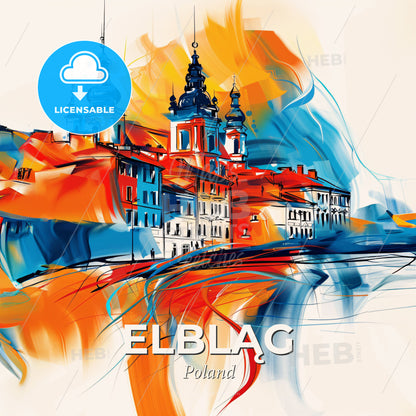 Vibrant Elbląg, Poland - A Painting Of A City - Square format print template