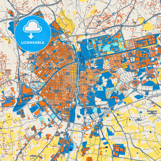Colorful Elche Street Map with Labels and Buildings