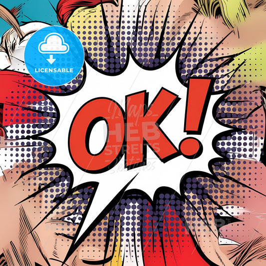 Electrifying 'OK!' Burst: A Vibrant Comic Dialogue Explosion