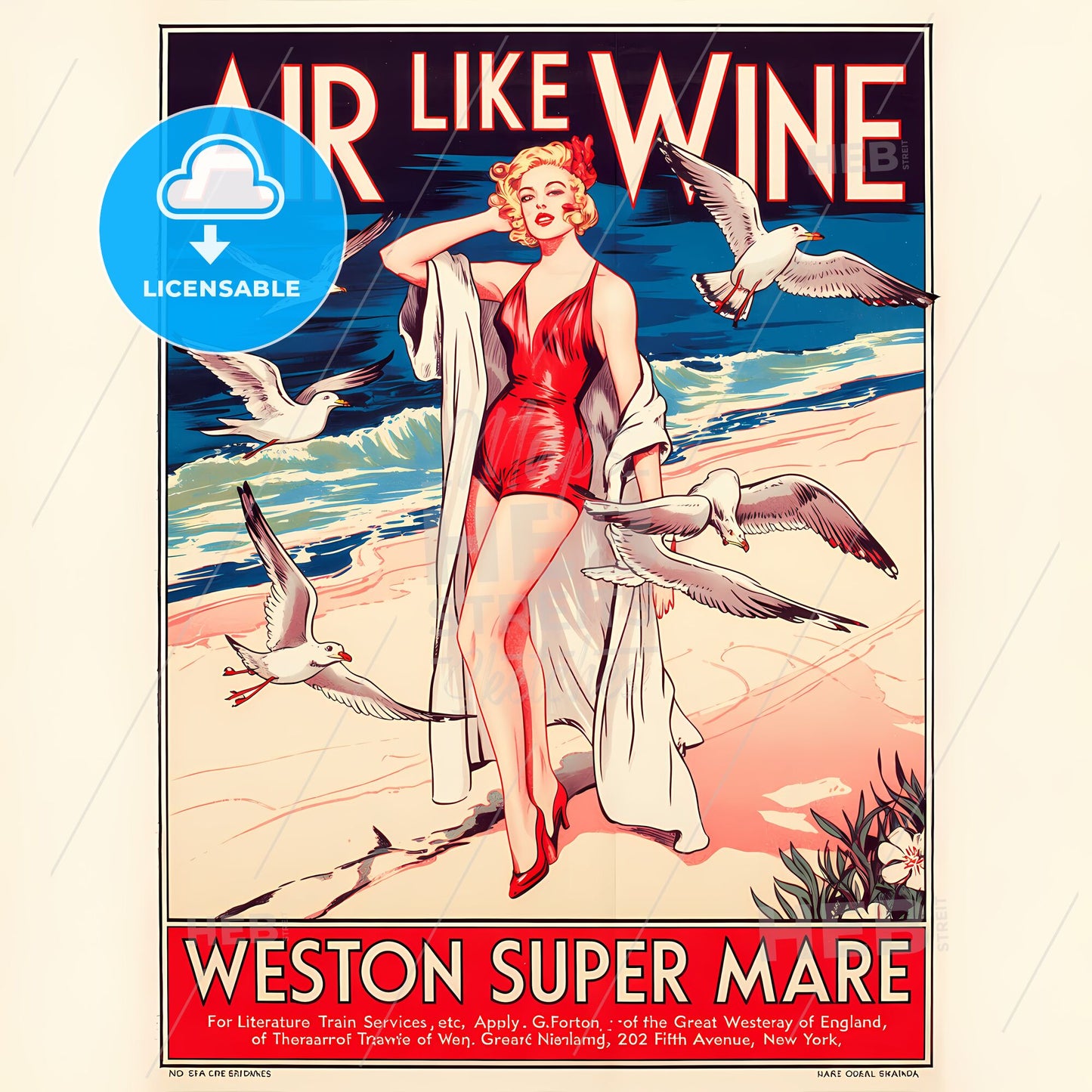 Elegance by the Shore: Vintage Art Deco Travel Poster