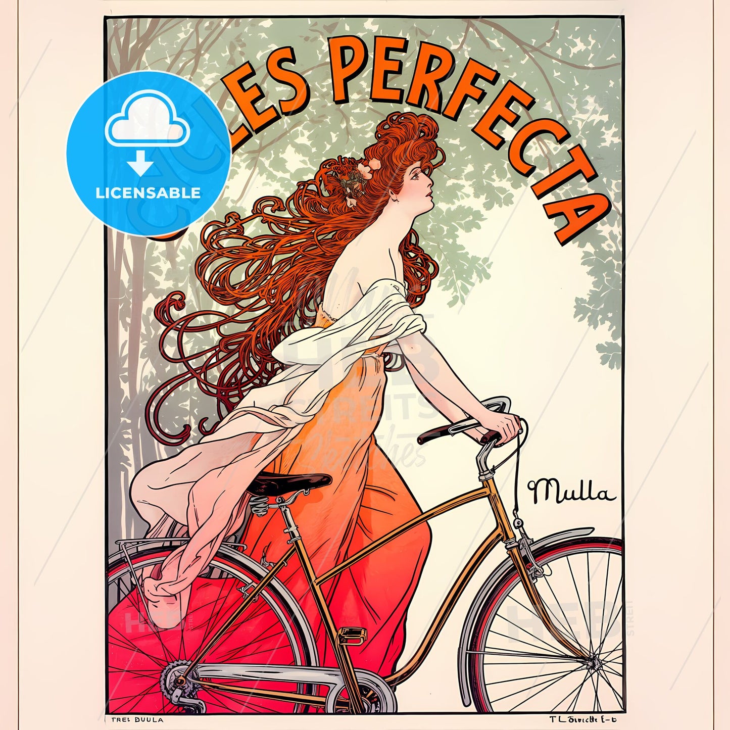 Elegance in Motion: Art Nouveau CYCLES PERFECTA Bicycle Advertisement